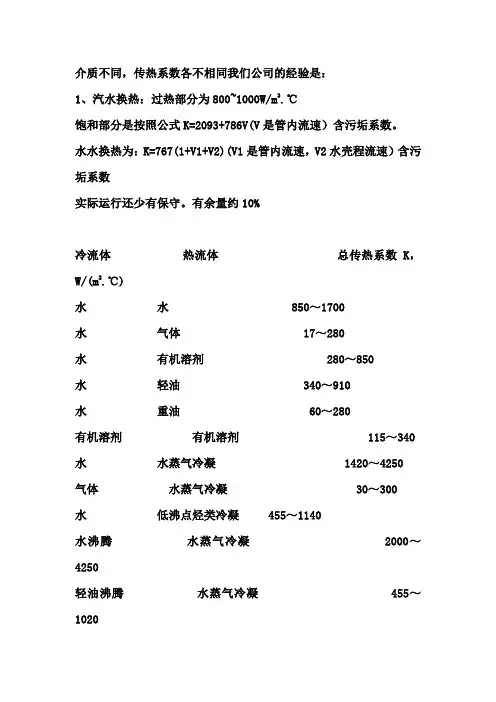 换热器的传热系数K
