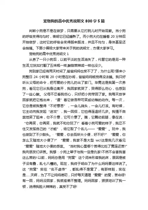 宠物狗的高中优秀说明文800字5篇