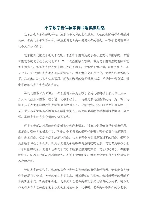 小学数学新课标案例式解读读后感