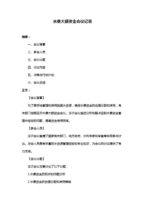 水费大额资金会议记录