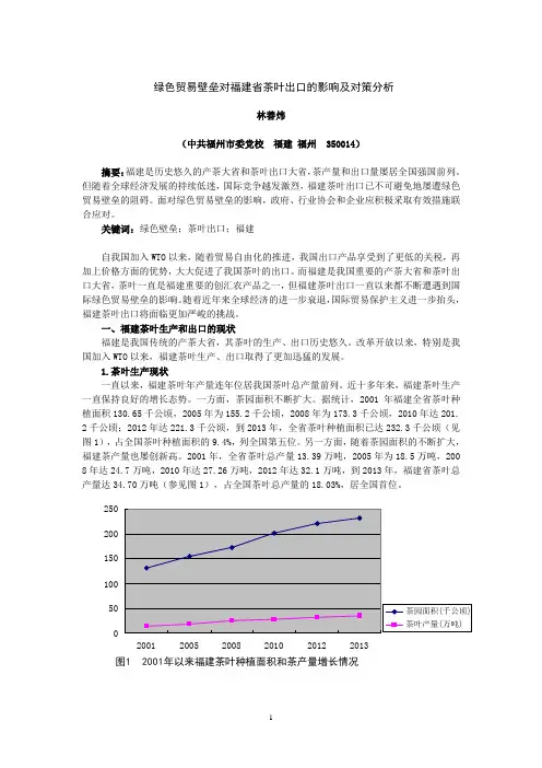 绿色贸易壁垒对福建省茶叶出口的影响及对策分析