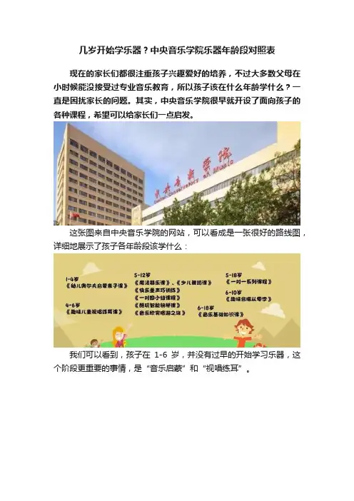 几岁开始学乐器？中央音乐学院乐器年龄段对照表
