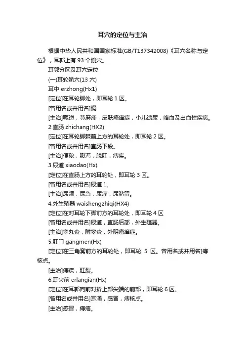 耳穴的定位与主治