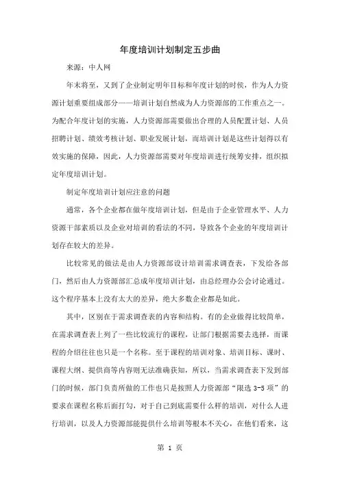 6474-年度培训计划制定五步曲共7页文档
