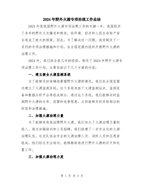 2024年野外火源专项治理工作总结