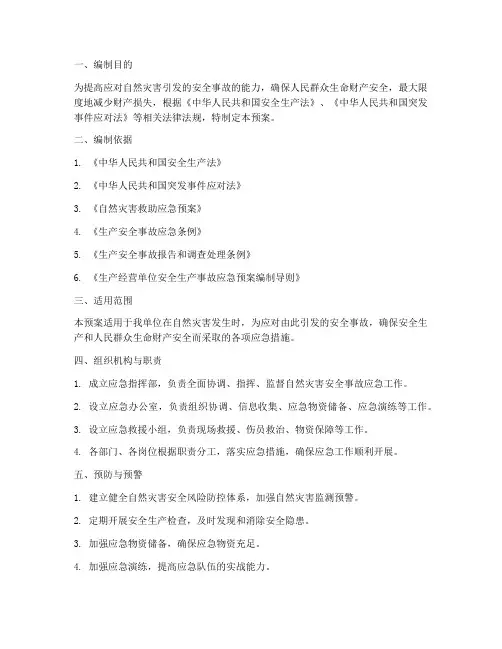 自然灾害安全事故应急预案