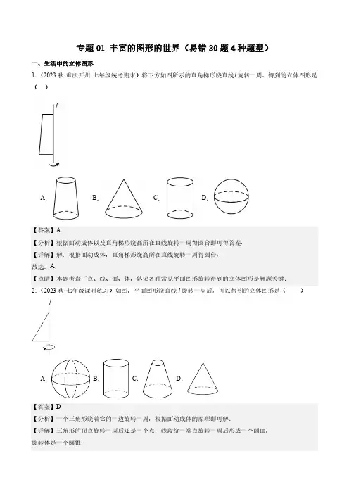 专题01 丰富的图形的世界必刷易错30题【考题猜想】(解析版)