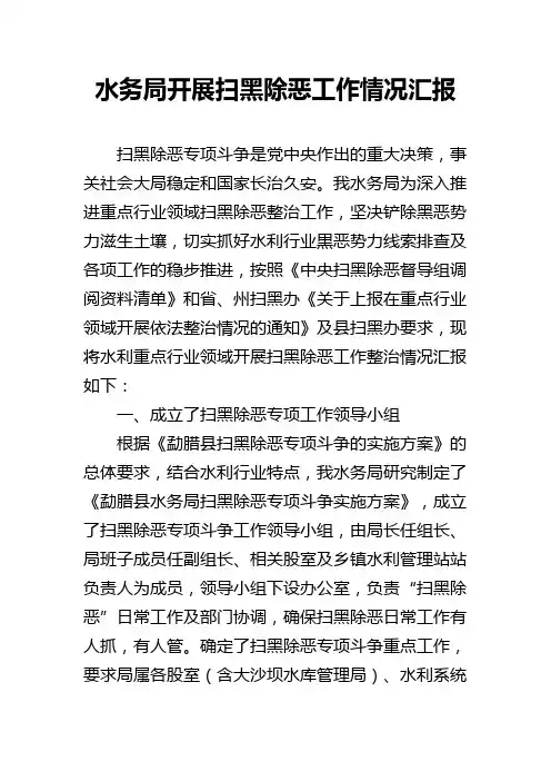 水务局开展扫黑除恶工作情况汇报
