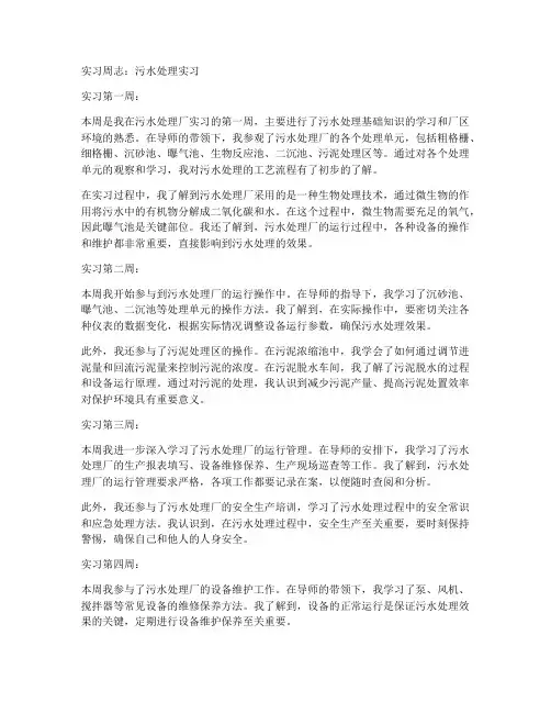 污水处理实习报告周志