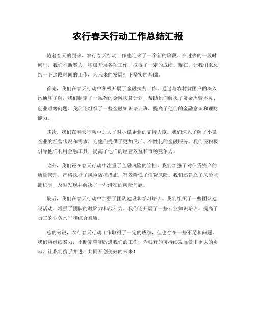 农行春天行动工作总结汇报