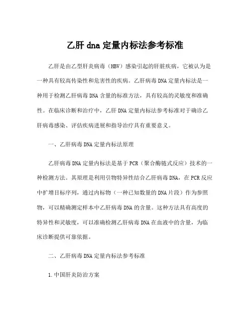乙肝dna定量内标法参考标准