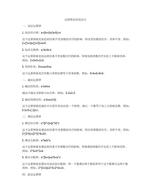 运算律总结知识点