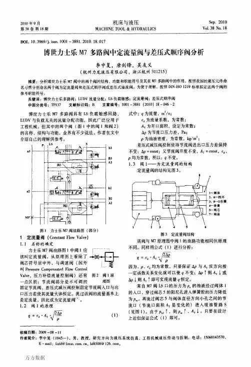 博世力士乐M7+多路阀中定流量阀与差压式顺序阀分析