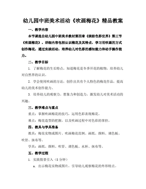 幼儿园中班美术活动《吹画梅花》精品教案