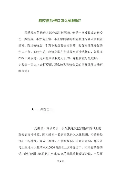 狗咬伤后伤口怎么处理呢？