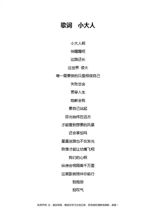 歌词  小大人