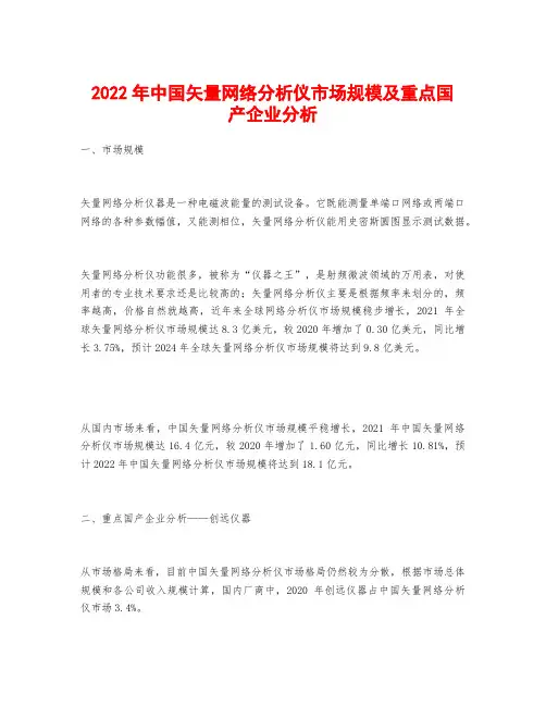 2022年中国矢量网络分析仪市场规模及重点国产企业分析