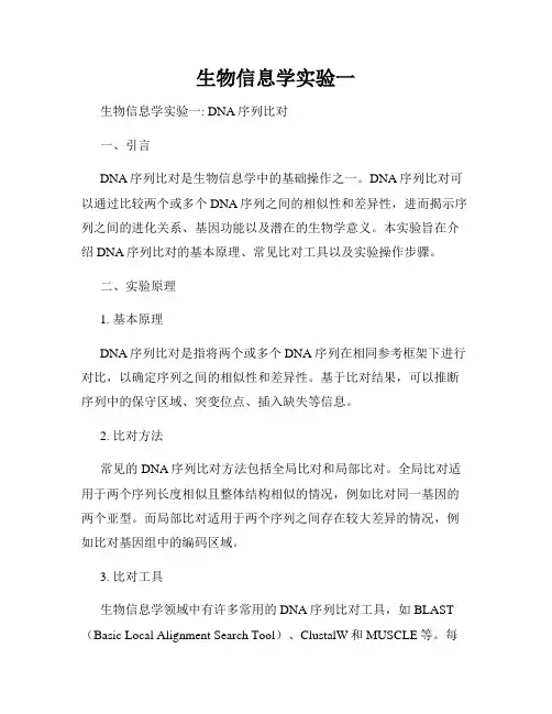 生物信息学实验一