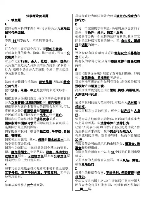 法学概论知识点复习考点归纳总结