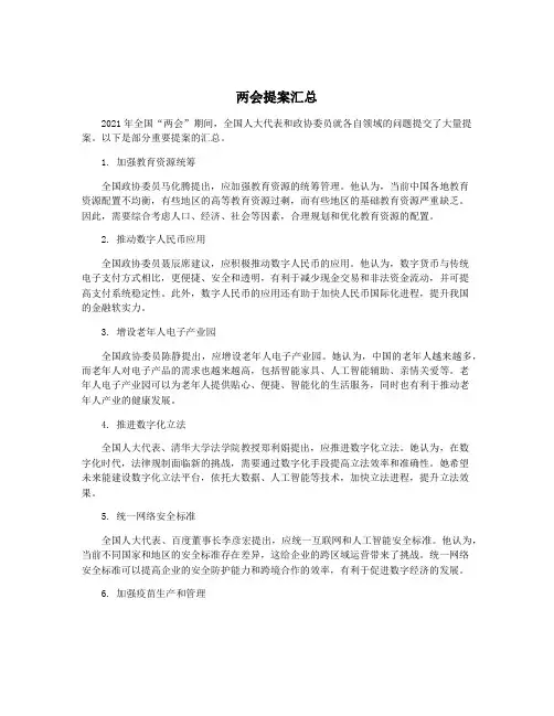 两会提案汇总