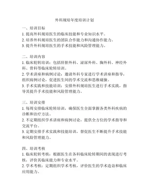 外科规培年度培训计划