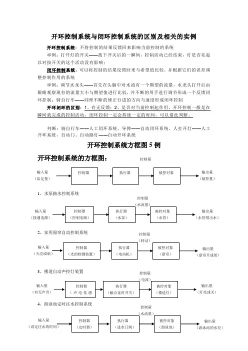 开环控制系统与闭环控制系统的区别及相关的实例