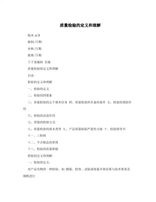 质量检验的定义和理解