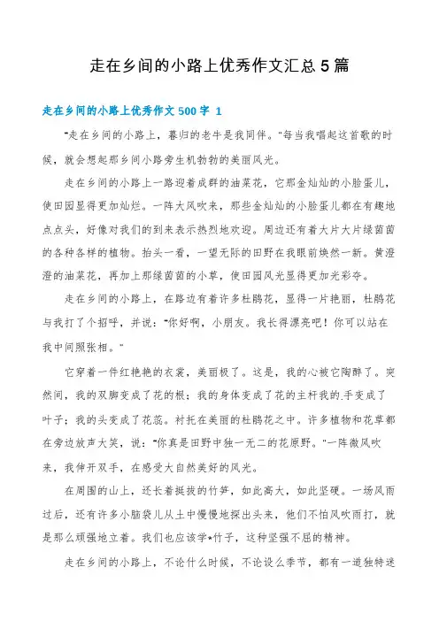走在乡间的小路上优秀作文汇总5篇