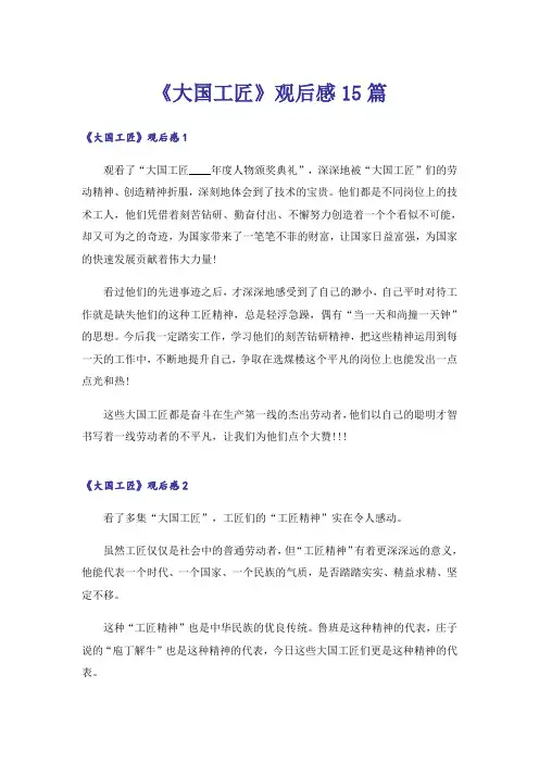 《大国工匠》观后感15篇