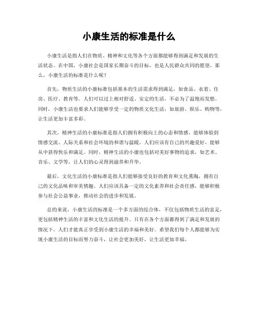 小康生活的标准是什么