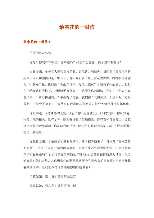 2024年给雪花的一封信