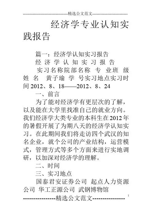 经济学专业认知实践报告