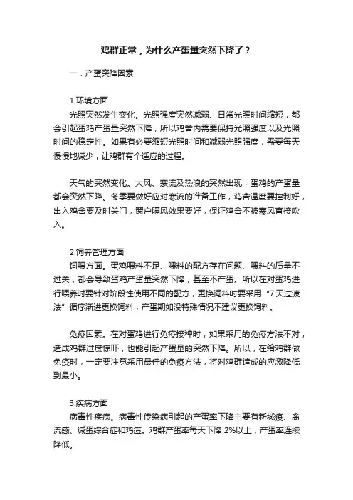 鸡群正常，为什么产蛋量突然下降了？
