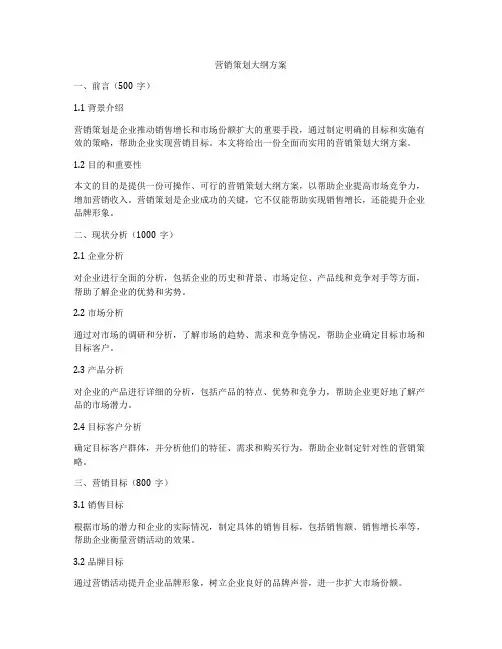 营销策划大纲方案