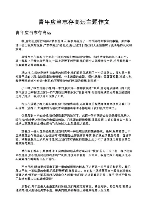 青年应当志存高远主题作文