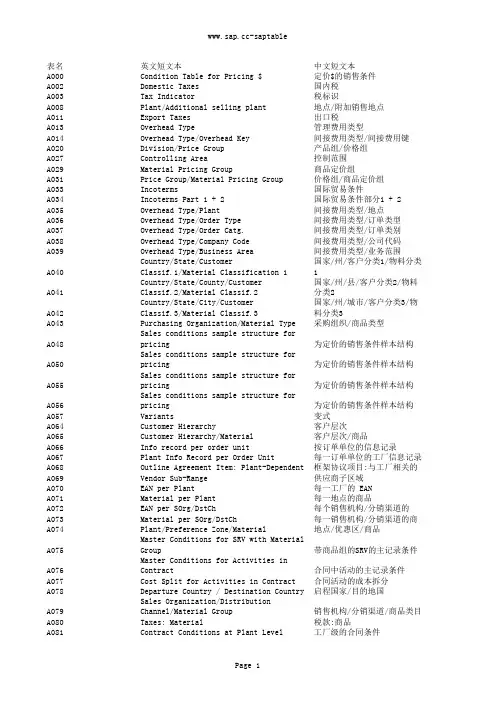 SAP所有表及关系