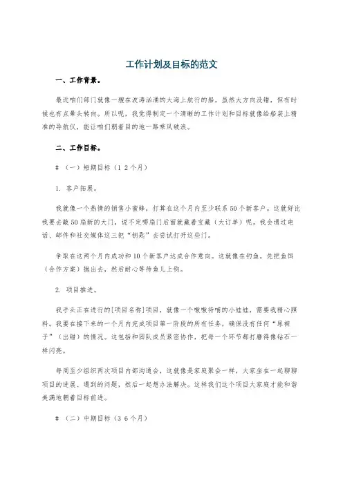 工作计划及目标的范文