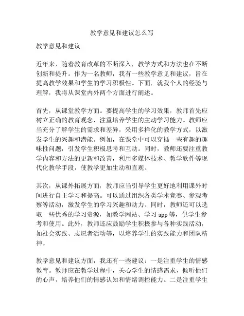 教学意见和建议怎么写