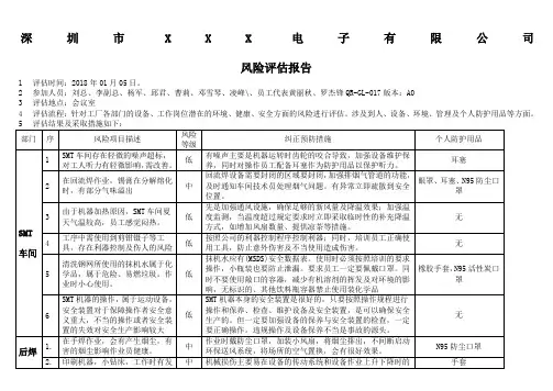 电子厂风险评估报告表