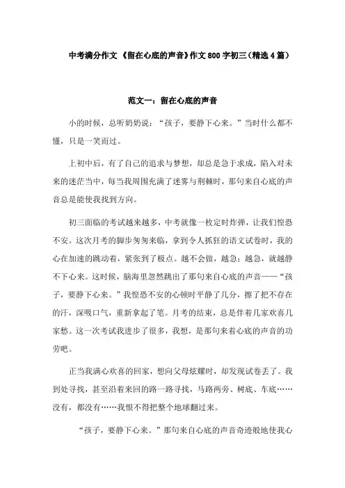 留在心底的声音作文800字初三