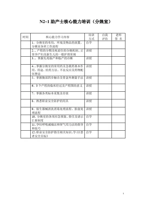 N2-1能级助产士核心能力要求