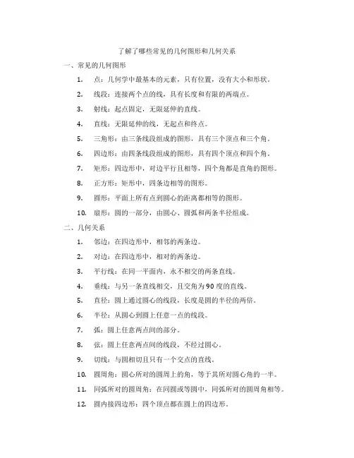 了解了哪些常见的几何图形和几何关系