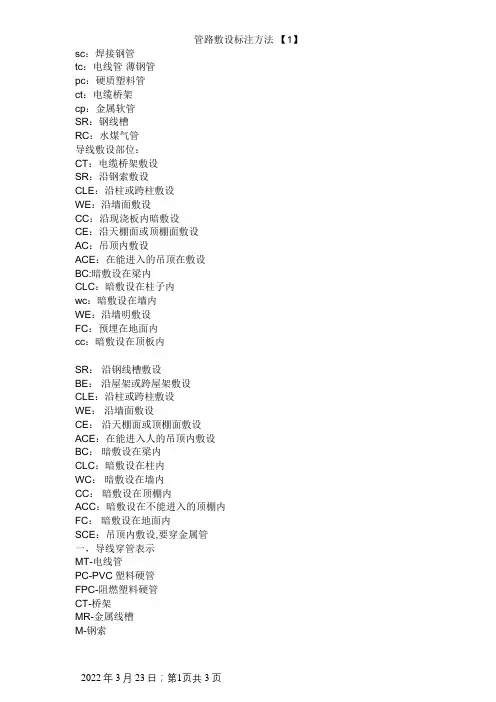 电线管及敷设方式代号