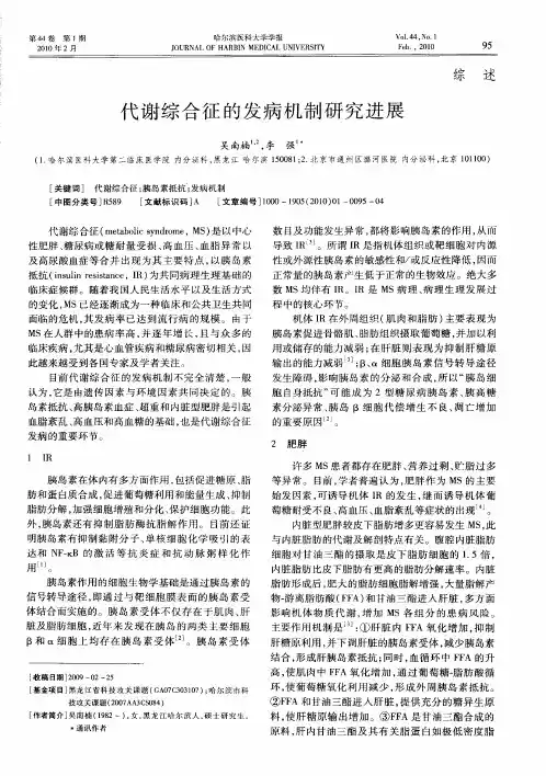 代谢综合征的发病机制研究进展