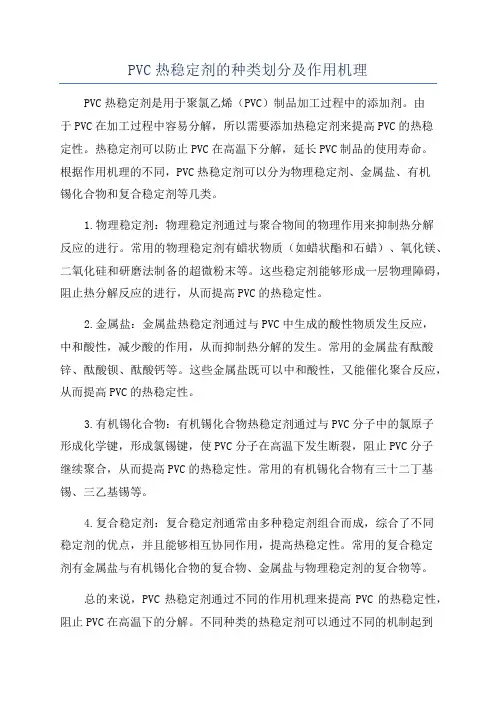 PVC热稳定剂的种类划分及作用机理