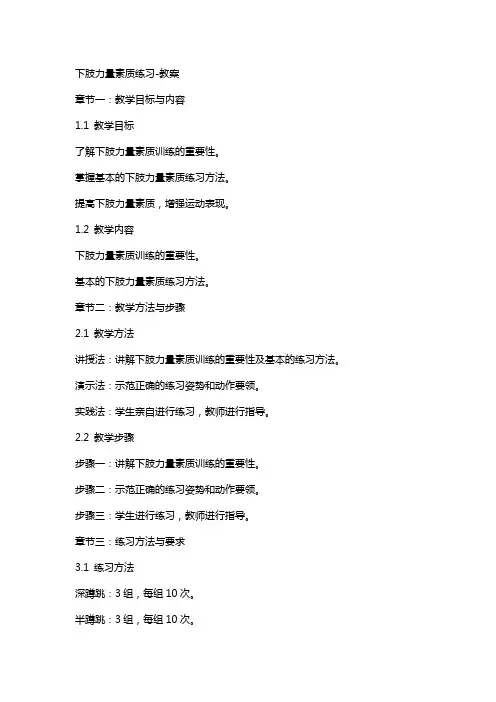 下肢力量素质练习教案