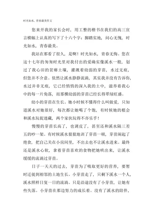 时光如水-青春最美作文