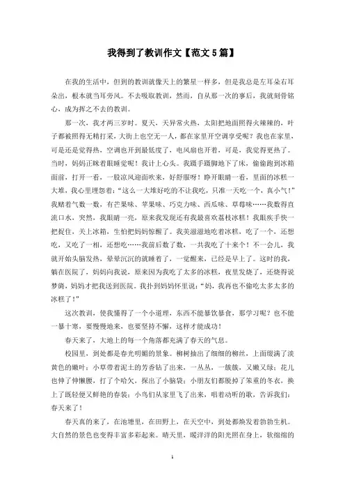 精选我得到了教训作文【范文5篇】