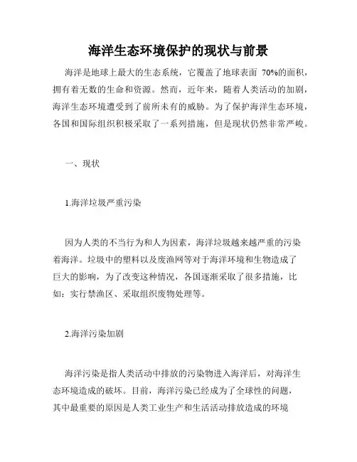 海洋生态环境保护的现状与前景