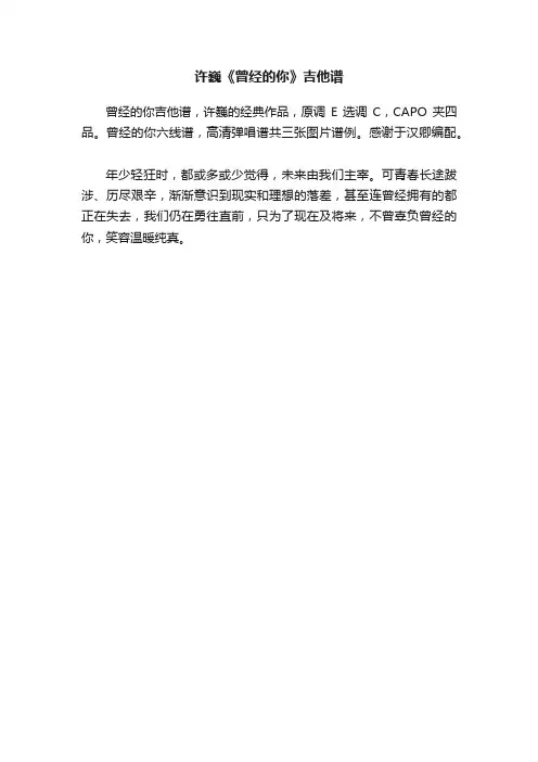 许巍《曾经的你》吉他谱